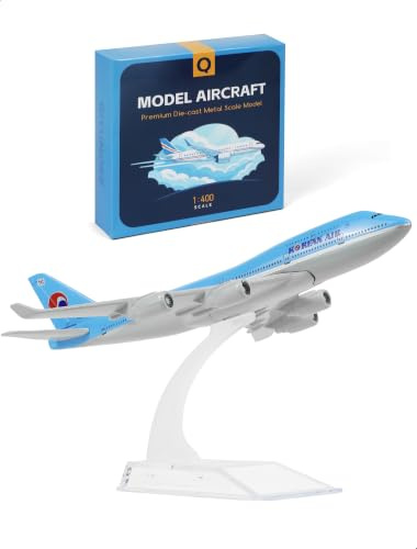 QIYUMOKE 747 Kit d'avion modèle coréen - Modèle d'avion en métal moulé sous Pression 1/400 avec Support (6 Pouces) Modèle d'avions Boeing 747 Cadeaux pour Les passionnés d'aviation