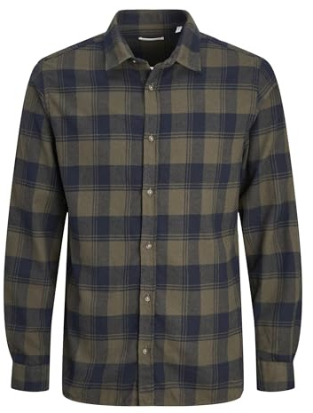 Jack & Jones Camiseta para Hombre Jjjoshua Fall Buffalo LS Casual Camisa, Forest Night., S
