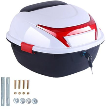 JEDAL Motorrad topcase 35L motorradkoffer Wasserdicht Motorrad Top Box, Topcase für Roller für Helm Gepäck Motorrad Tail Box (Farbe : Weiß)