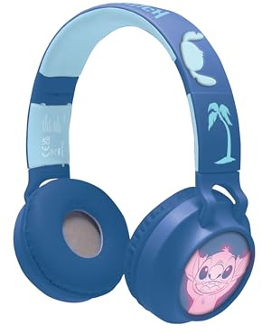 LEXIBOOK, Disney Stitch, Wireless and wired 2-in-1 headset with Stitch details and light effects, sound limited to 85 dB, foldable, adjustable, rechargeable, HPBT015D