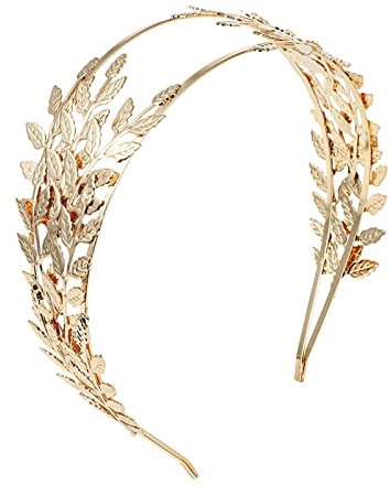 YOUNAFEN Serre-tête brillant en forme de feuilles pour cosplay, série dorée, style grec, fête de mariage, couronne de feuilles de déesse