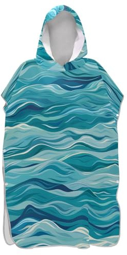 senya Surf Poncho Towel Hooded Beach Towel, Sea Wave Bath Towel Swim Cover Up for Women Men Beach Pool Water Park