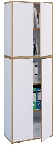VCM Holz Büroschrank Ordner Aktenschrank Büromöbel Schrank Salia 5-Fach Breite 60 cm Drehtüren