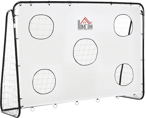 HOMCOM Portería de Fútbol Soporte de Metal con Red 240x88x174 cm Blanco