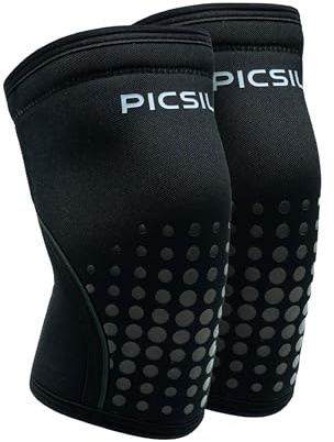 PICSIL 7/10 mm genouillères rigides en néoprène, 2 genouillères pour crosstraining, powerlifting et haltérophilie, soutien supplémentaire, unisexe (Moonless 10mm, XL)