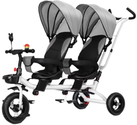 Genérico Triciclo tándem, Asientos giratorios con Respaldo Inclinado, Cochecito de Paseo para Padres, Bicicleta de 3 Ruedas con Capota, Bicicleta para Montar