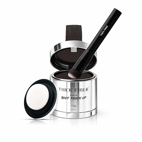 THICK FIBER Root Touch Up & Hairline Powder with Brush (Dark Brown) 10g