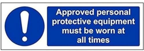 VSafety 41083AX-S zugelassen Schutzbekleidung zu tragen, jederzeit Pflicht Schutzbekleidung -Schild, selbstklebend, Landschaft, 300 mm x 100 mm, blau