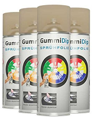 Gummi Dip Sprühfolie, Effekt Spray, 4er Set, 4x400 ml (Gold Metallic)
