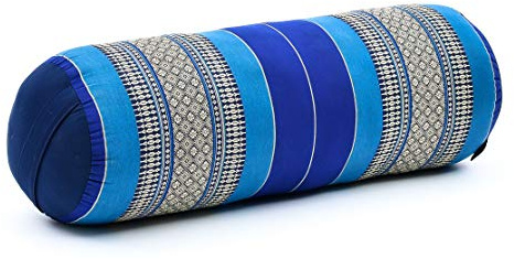 Leewadee Yoga Bolster - Standard Size – Large Meditation Cushion, Tube Pillow for Comfortable Reading, Pilates Equipment, Kapok Filling, 24 x 10 x 10 inches, Blue