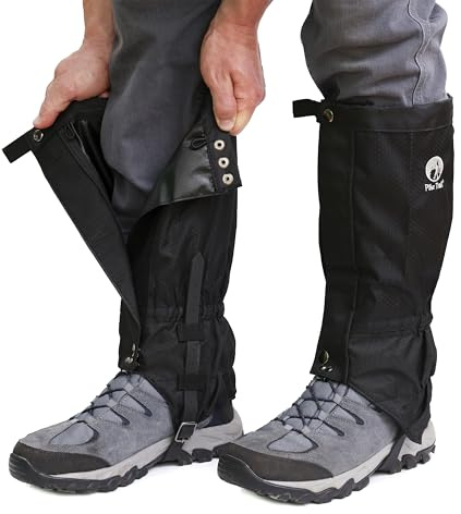 Pike Trail Adjustable Leg Gaiters - Lightweight, Waterproof - Leg Guards for Men & Women - Hiking Essentials Ideal for Hunting, Trekking & Fishing - Black - 1 Pair