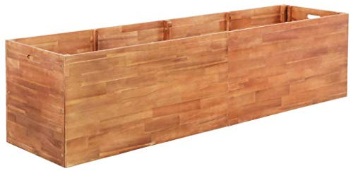 Pflanzkasten aus Akazienholz Blumenkasten Unterseite offen Holzkomposter hochbeet 200 x 50 x 50 cm (L x B x H) für den Außenbereich