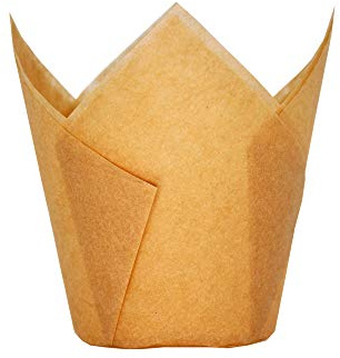 QLSmypkg Large Muffin Greaseproof paper Baking cupcake cups, 2-1/4 x 4 Natural Tulip Baking Cup Case of 125 pcs (Large size) (125)