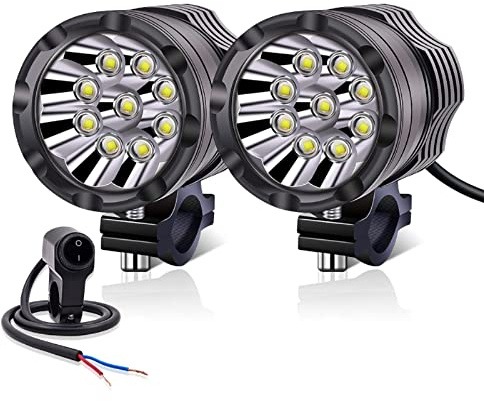 YnGia Faros antiniebla para motocicleta, luces auxiliares LED universales con interruptor a prueba de agua, faros delanteros de motocicleta, luces de conducción DRL, faros LED de para motocicleta
