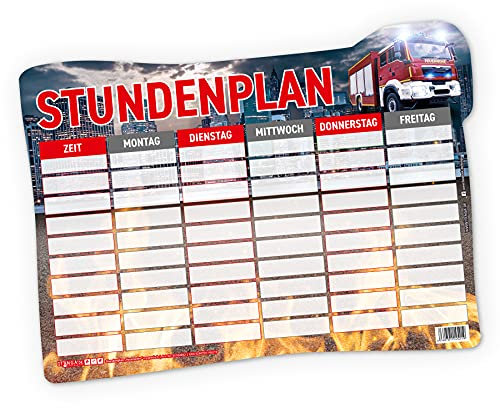 itenga Stundenplan DIN A4 magnetisch Motiv Feuerwehr 31x22,5cm abwischbar z.B für den Kühlschrank