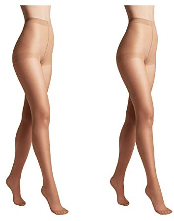 Conte elegant 2er-Pack langlebige Damenstrumpfhose Halbmatt - SOLO 40 DEN - Damen Feinstrumpfhose Strumpfhose mit markiertem Höschenteil - Einfarbig Farbe Beige Größe 3