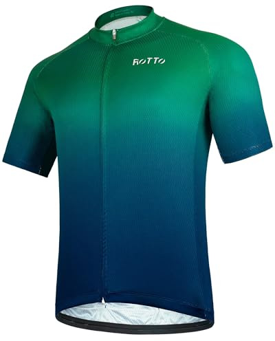 ROTTO Cykeltröja herr kortärmad cykel topp cykel skjorta gradient färg serie, 07 Mörkgrön, XL