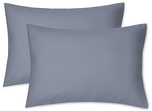 EXQ Home Toddler Pillowcases Zippered 13x18 Travel Pillow Case Set of 2, Small Pillow Case Fits Baby Pillow Sized 12x16, 13x18, Kids Pillowcases 2 Pack Machine Washable (Blue Grey)