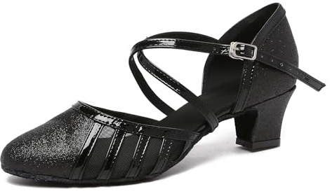 MINITOO Femme Danse Chaussure Ferme Cabaret Fete Soiree Escarpins et Talons Bas L2043 Noir 5cm Talon EU 41
