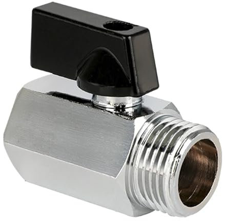 Messing Mini Kugelhahn G1/2 IG x AG,DN15,Mini-Kugelhahn Absperrhahn,Absperrventil verchromt G1/2 Innen(Ø19,5mm) x Außen(Ø20,3mm),Gewindefitting Messing Anschlussstücke