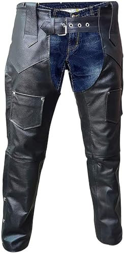 AAOutfitz Herren-Chaps aus Kunstleder, Schwarz - Kunstleder, XX-Small