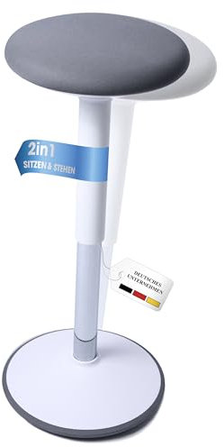 ERGOOCEAN® Bürohocker ergonomisch [Zertifiziert] 2in1 Sitzhocker & Stehhocker höhenverstellbar - Ergonomischer Bürohocker für einen gesunden Rücken - Ergonomische Stehhilfe Büro (Weiß)