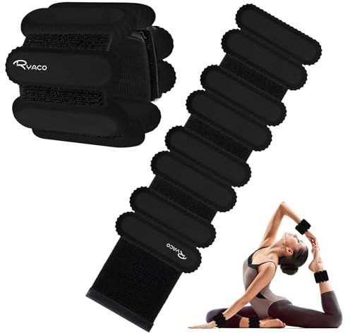 RYACO Handgelenkgewichte Knöchelgewichte, 2er Set (2x0,5KG, je 0,5KG), Verstellbare Gewichtsmanschetten Gewichte, für Handgelenk, Beine und Arme, für Übung Gehen Joggen Yoga Pilates Aerobic, Schwarz