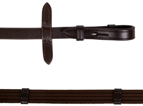 ARBO-INOX Gurtzügel Zügel Schnellverschluss mit Klettband Textilzügel Edelstahlschnallen braun oder schwarz (Braun, Pony)