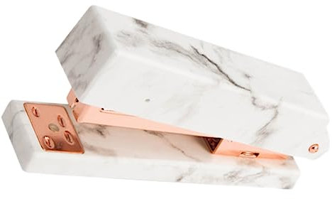 OSALADI Creative Marbling Office Stapler, Handheld Book Binding Tool, Abs Electroplated Finish, Portable and Sturdy, for Office and Travel, White
