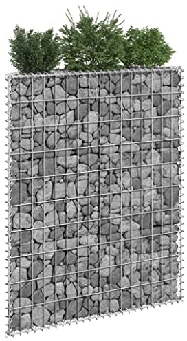 Fioriera rialzata per gabbioni, in metallo, adatta per ristoranti, caffetterie, cortili, giardini, forma trapezoidale, acciaio zincato, 80 x 20 x 100 cm