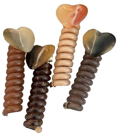 Élastiques à Cheveux Sans Dommage | Élastiques Spiralés Sans Abîmer les Cheveux | Accessoires Capillaires Mignons Set de 4 Pièces pour Tresses Événements Formels Mariage Chignons Sport Ballet Pom-pom