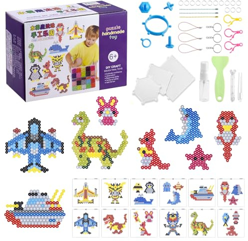 TPTGIAR Juego de 3000 cuentas para planchar, 24 colores, cuentas con patrón y papel para planchar, plantillas creativas, juego de cuentas para manualidades para niños a partir de 3 años