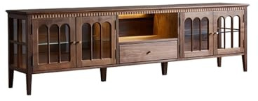 TV-stativ för Sovrum ​​210cm Retro-Modern Trä Förvaringsskåp, Minimalistisk Valnötsfärg Vardagsrumsmöbel, Passande för Hotell​