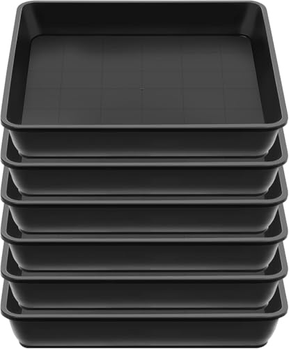 Sibosen Paquete de 6 platillos cuadrados grandes para plantas, 45 cm, bandeja de goteo de agua para plantas, platillos para macetas, macetas cuadradas, sin agujeros, platillo de jardín para macetas