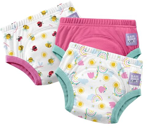 Bambino Mio 3 Pack Reusable Potty Training Pants for Boys and Girls - (Age 2-3 Years) Garden Party, Reusable Cotton Underwear for Toddlers