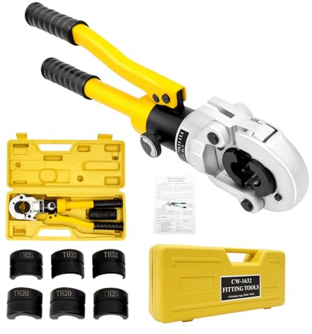 LENJKYYO Pinza Crimpatrice Idraulica 8T, Pinza a Pressare Idraulica con 4 Matrici TH 16-20-25-32 mm，Crimpatrice Idraulica per Tubi Multistrato, PEX e PB, Testa Girevole 360° con Cassetta di Trasporto