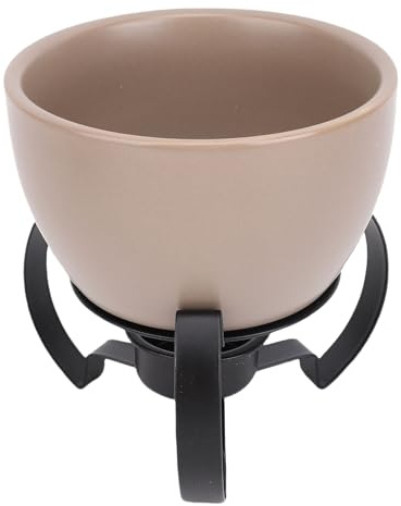 Zhjvihx Keramisk Ostfondue Pot Set, Handmålad med Metallställ för Smältning Av Ostchoklad (Grå)