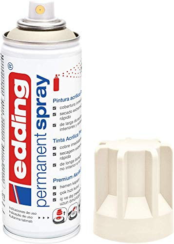 Edding 5200-921 - Spray Permanente de Pintura Acrílica - 200 ml - Blanco crema mate