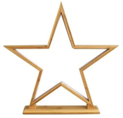 Novaliv LED Stern Lampe 55cm - Naturholz Tischleuchte Mit Stromkabel, SMD Warmweiß Weihnachtsstern Beleuchtet Innen - Weihnachtsdeko Holz Nachttischlampe Weihnachtsbeleuchtung