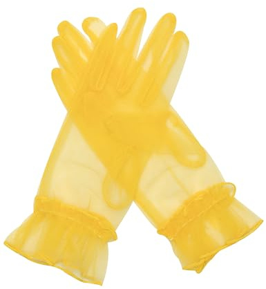 QRBTSCL Dam volang tyll mesh handskar bröllopsfest handskar kort bal aftonhandskar, gUL, One Size