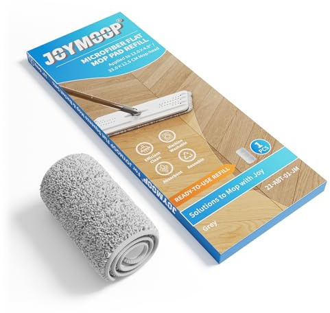 JOYMOOP Flat Mop Pad, Microfiber Mop Pad, Squeeze Mop Pads Replacement, 13 Refill 1 Pack - Grey