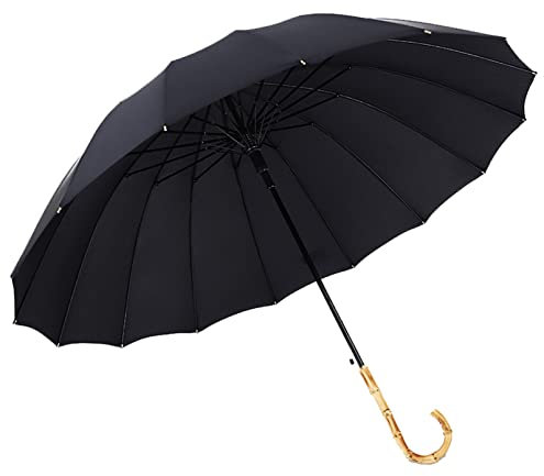 REOTEL Automatischer Golf-Regenschirm, 16 Bone Long Handle Umbrella, Windproof Simple Double Umbrella, für Outdoor-Aktivitäten wie Golf, Camping,Schwarz