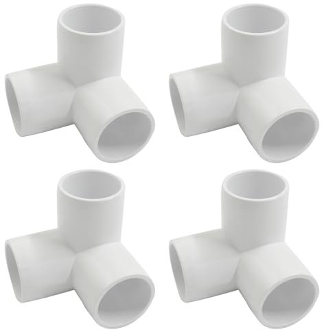 Piutouyar 4 Stück 1,9 cm Ellenbogen PVC-Rohrverschraubung, 3-Wege-Möbelqualität Rohrverbinder PVC Ellenbogen Fitting Rohr Eckverbinder für DIY Regal Garten Stützstruktur
