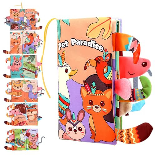 Babybuch Baby Stoffbuch, Spielzeug ab 0 3 6 Monate, Stoffbuch 3D Bilderbuch Stoffbücher Fühlbuch Knisterbuch Baby Bücher Quiet Book Das perfekte Geschenk für Ihr Kind