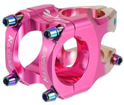 Hihaha Potencia De Bicicleta/Potencia De Manillar Corta Ajustable/ 1 Pieza Tono Oro Rosa
