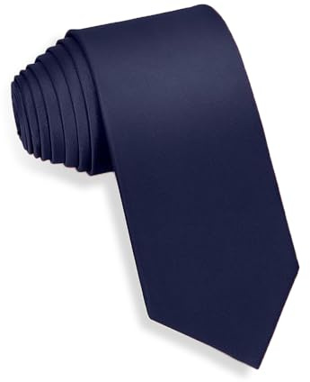 HZYUEKUN Neckties Solid Pure Color Formal Classic Solid Men's Satin Tie for Wedding, Business, Events, Office Casual & Formal Wear Accessories(Dark Blue)