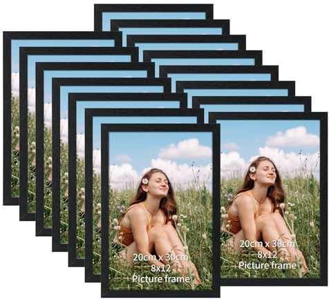 Vasemouh Marco 20x30, Portafoto de Mesa o Pared, Perfecto para Casa y Oficina, Set de 15 Marcos 30x20 de MDF en Negro