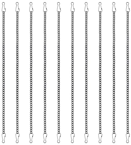 10PCS 20 Inch Stained Glass Window Hanging Chain, Metal Chain with Safety Hooks, Picture Hanging Chain Sunshine Catcher Black Nickel Plating Window Panels Chains