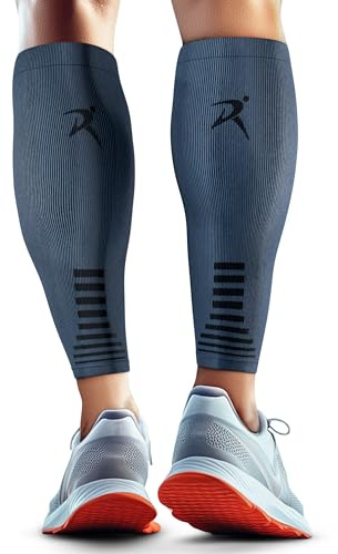 Rymora Calf Compression Sleeves for Men & Women (Ideal for Sports, Running, Shin Splints & More) (One Pair) (Charcoal Gray) (Large) [L]