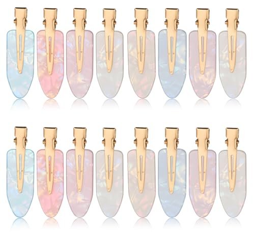 16 pinzas para el pelo sin pliegues, coloridas pinzas para el pelo sin arrugas, clip plano sin doblarse, accesorios para el cabello para mujeres y niñas